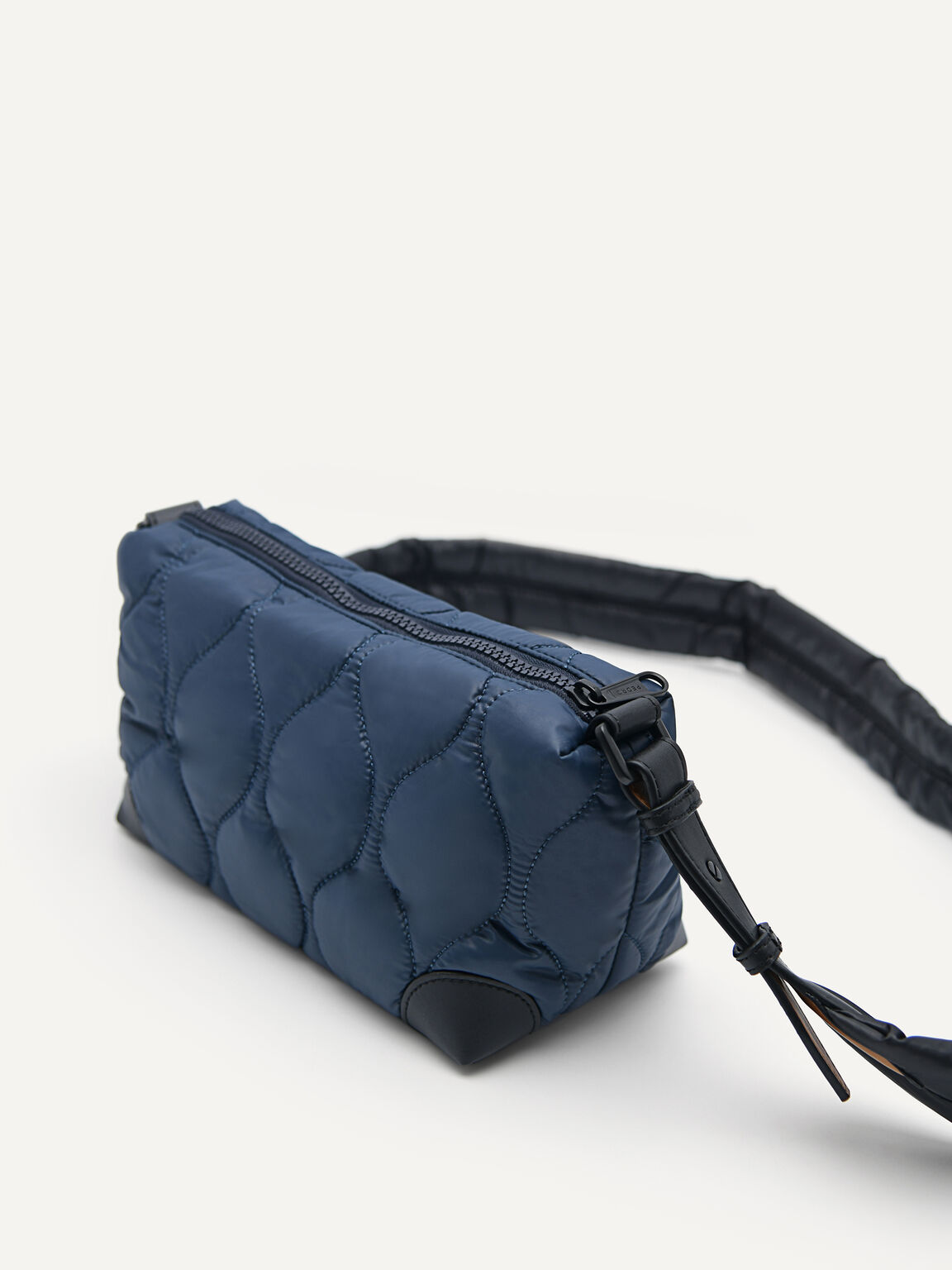 Plush Quilted Sling Bag, Navy