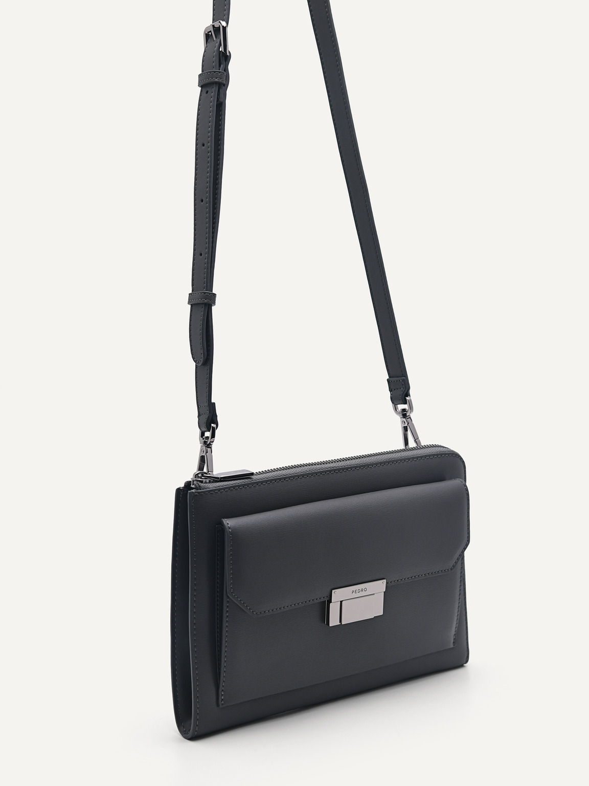 Henry Leather Clutch Bag, Dark Grey