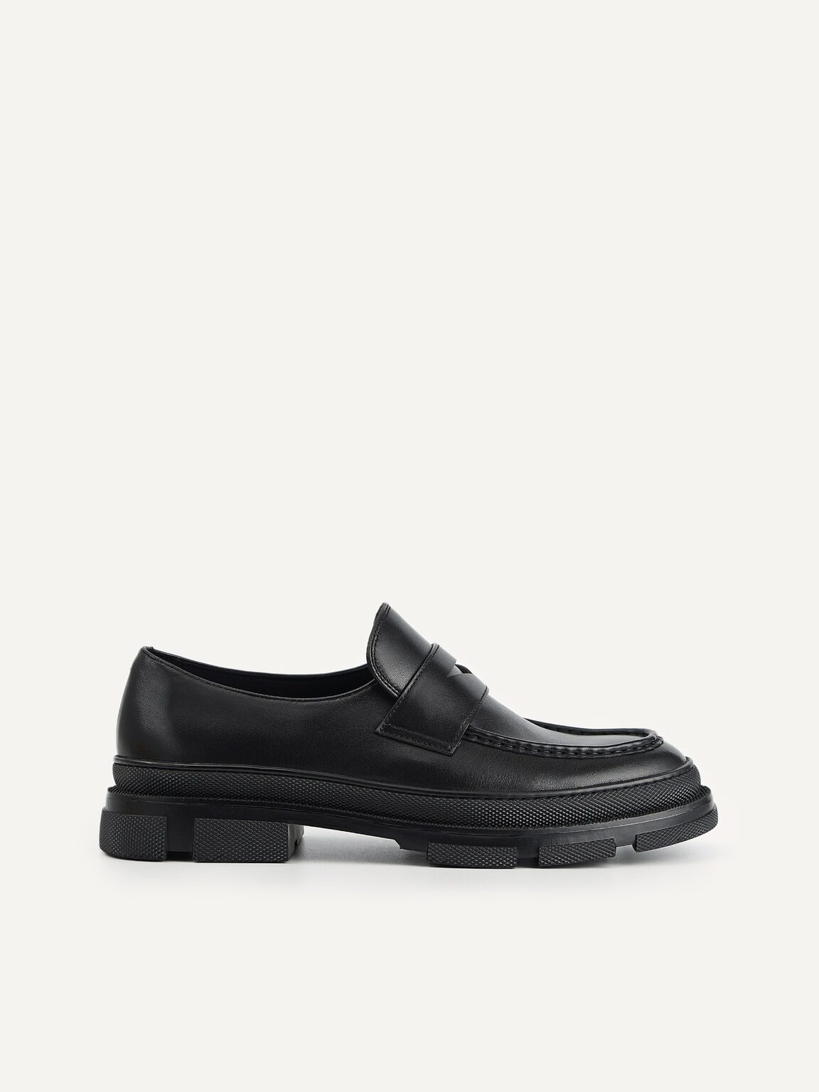 Chunky Leather Loafers, Black