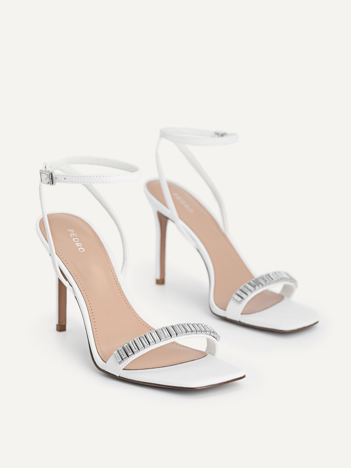 Sparkle Detailed High Heeled Sandals, White