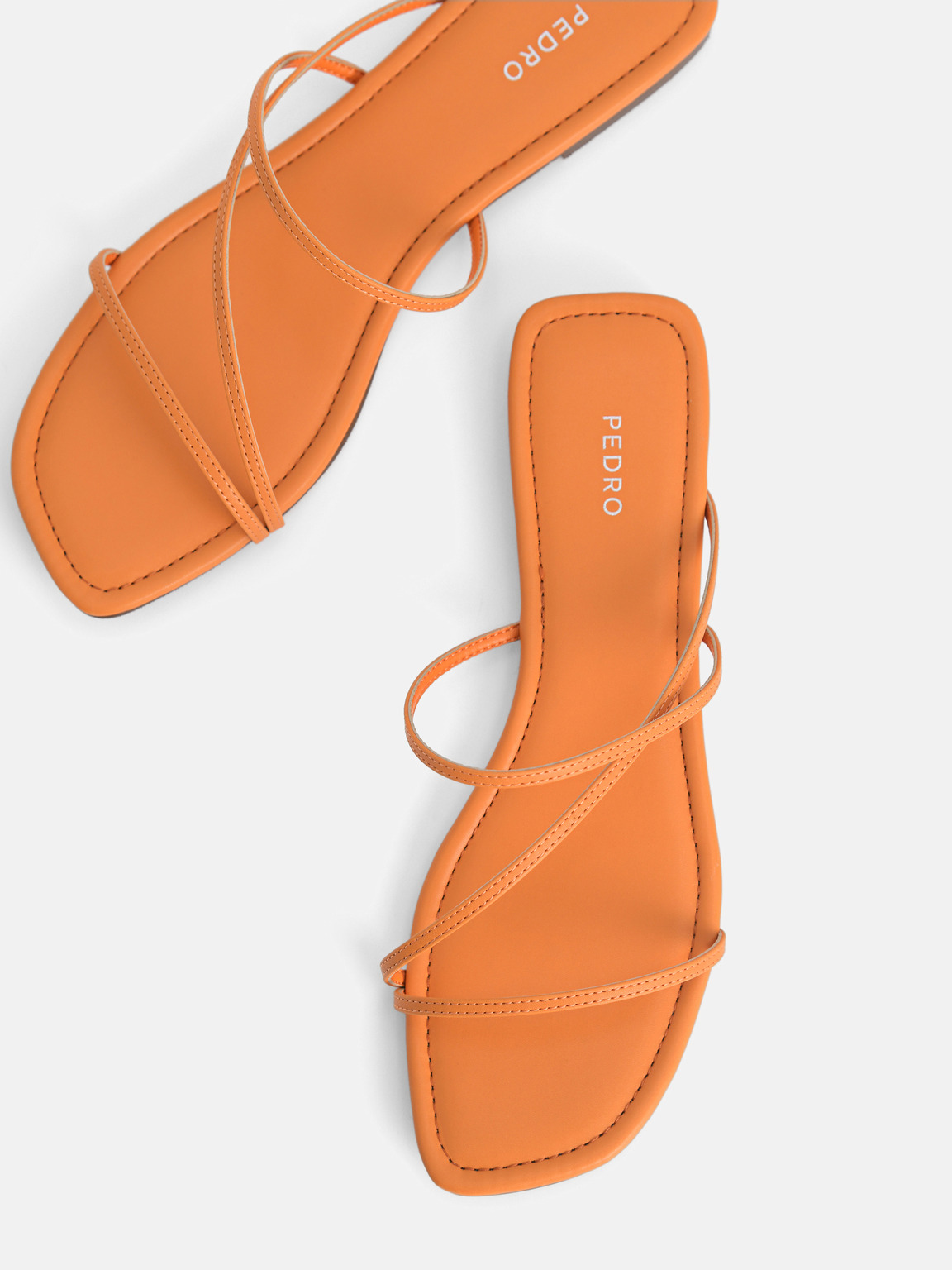 綁帶平底鞋, 橙色