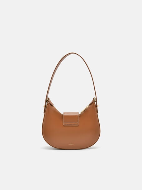 Turn-Lock Shoulder Bag, Cognac