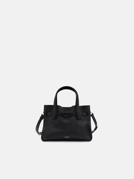 Danielle Small Leather Handbag, Black Tumble