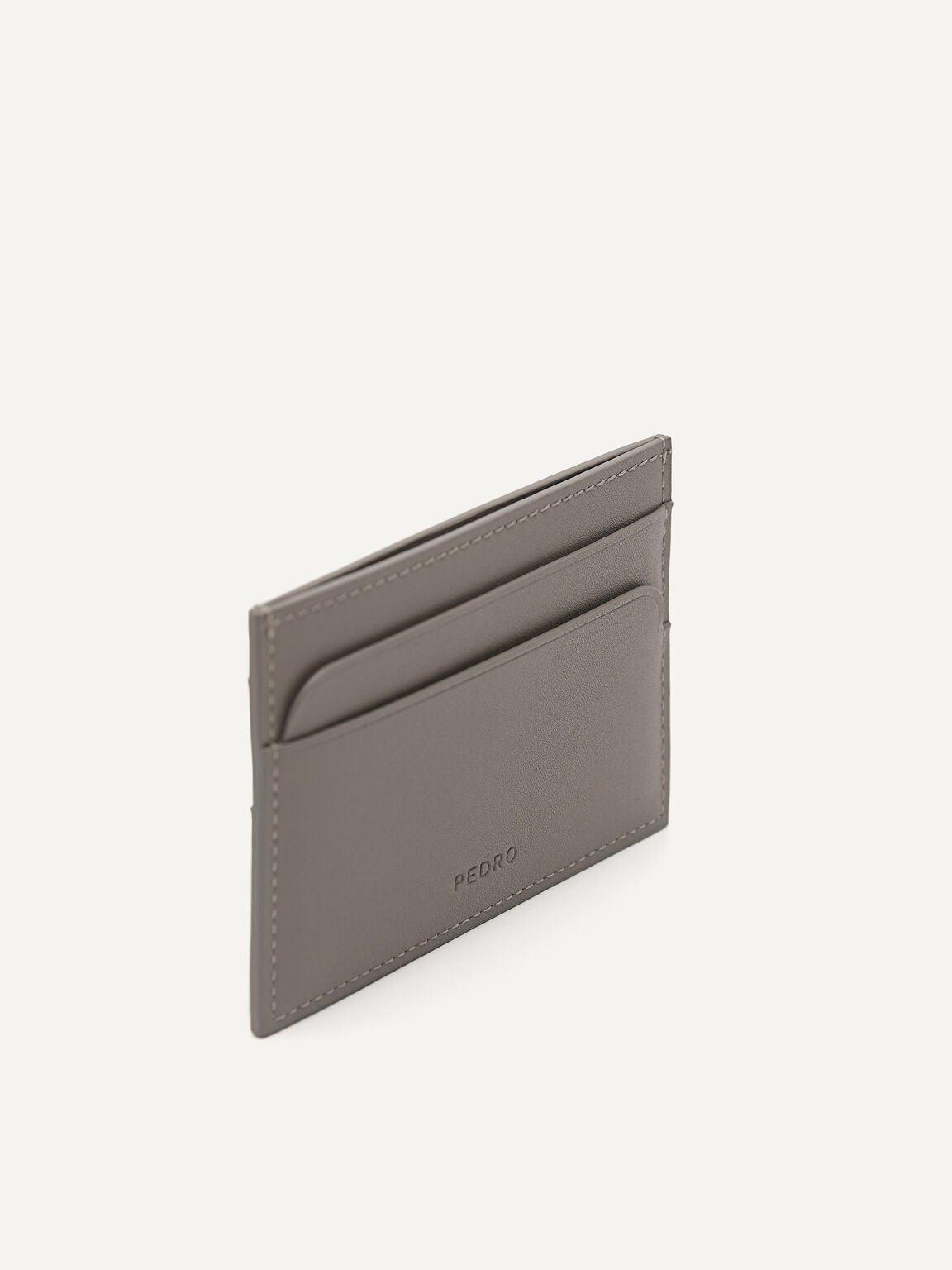 PEDRO Icon Mini Leather Card Holder, Taupe
