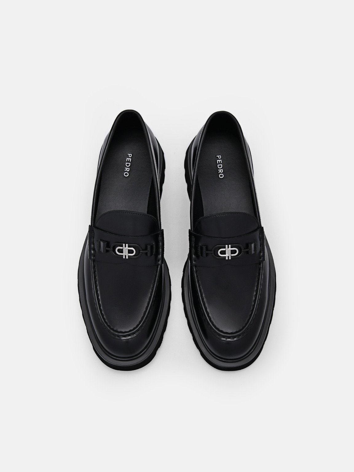 PEDRO標誌皮革樂福鞋, 黑色