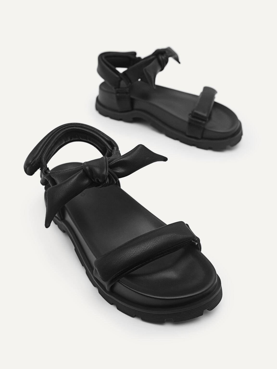 Flatform Sandals with Twisted Knot, Black