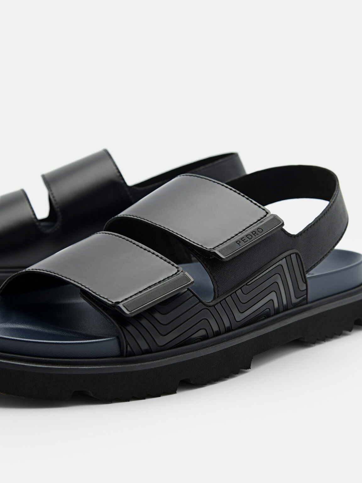 Black Backstrap Velcro Sandals - PEDRO EU