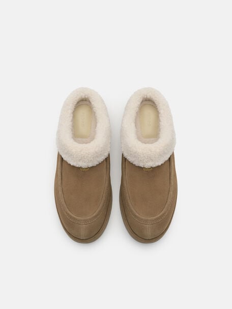 Feliz Suede Mules, Beige