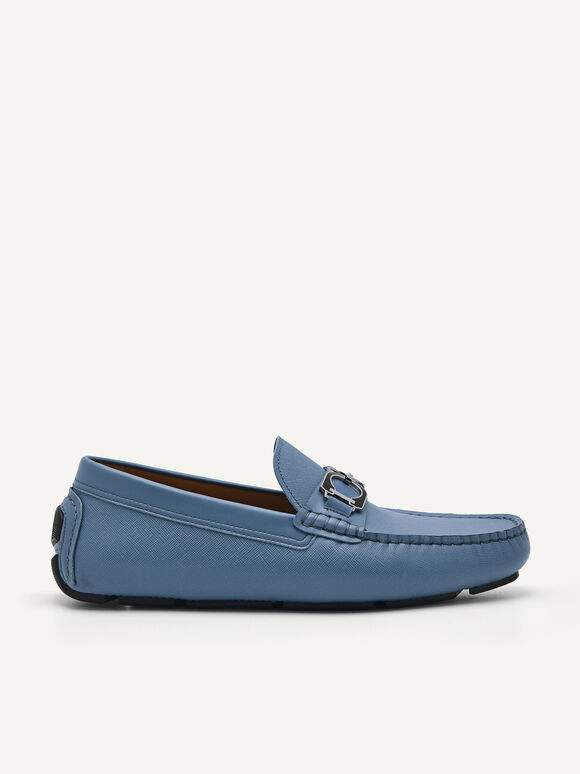 Antonio皮革莫卡辛鞋, 蓝色