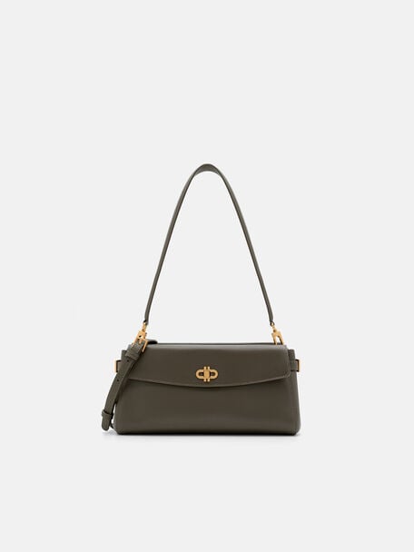 Emory Leather Shoulder Bag, Dark Olive