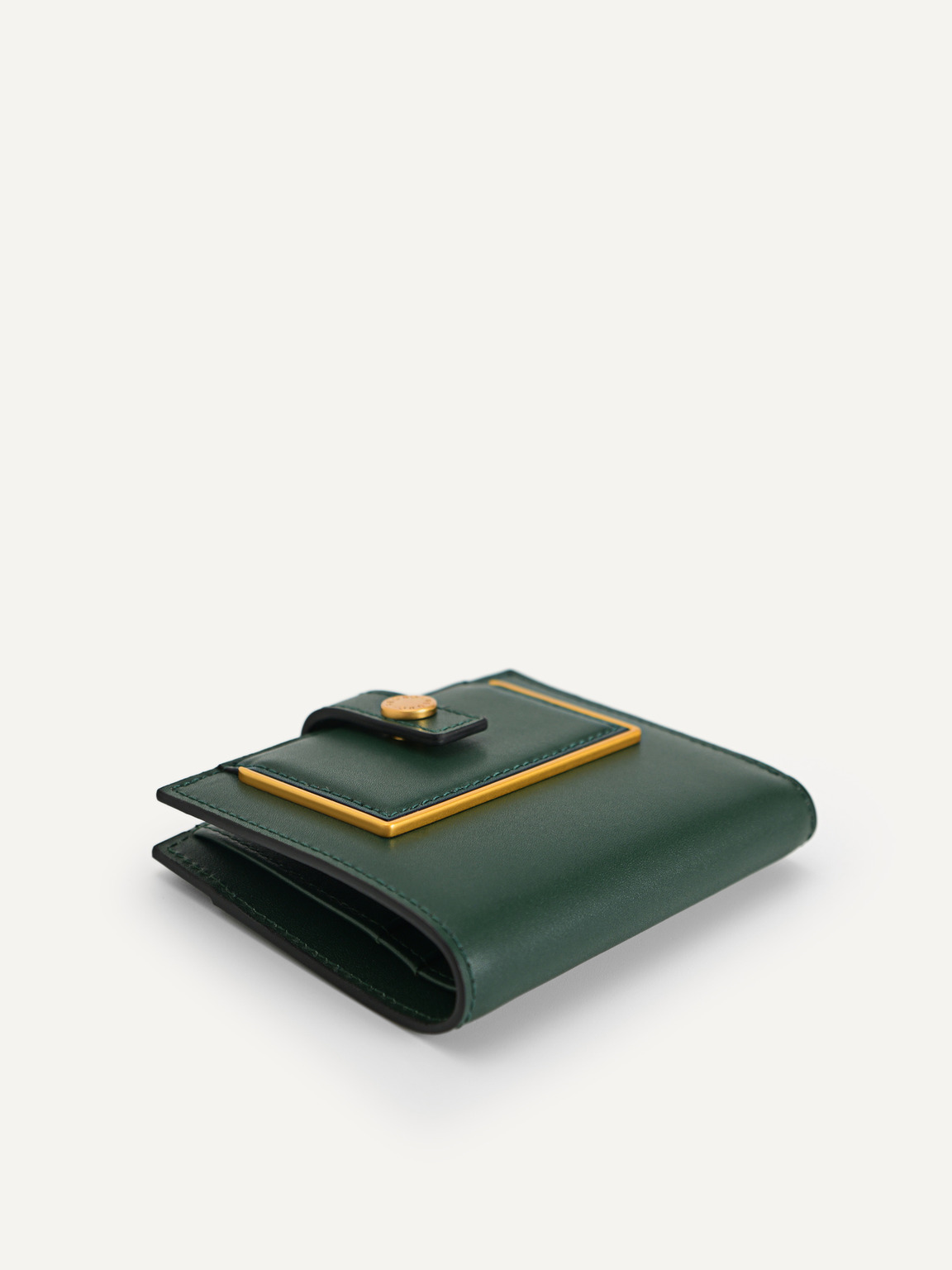 Monochrome Bi-Fold Leather Wallet, Dark Green