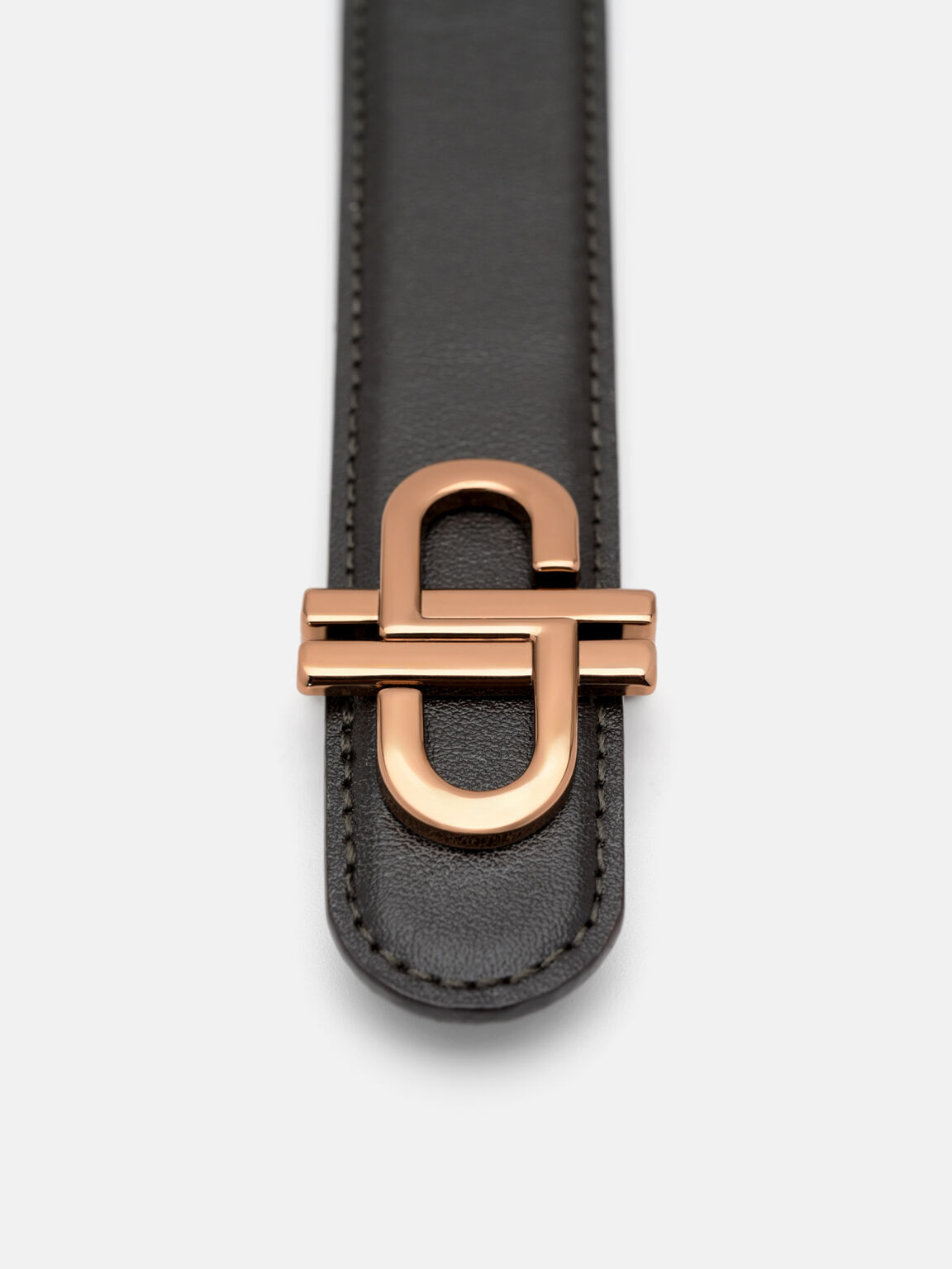 Leather Tang Belt, Dark Brown