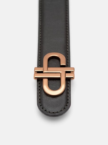 Leather Tang Belt, Dark Brown