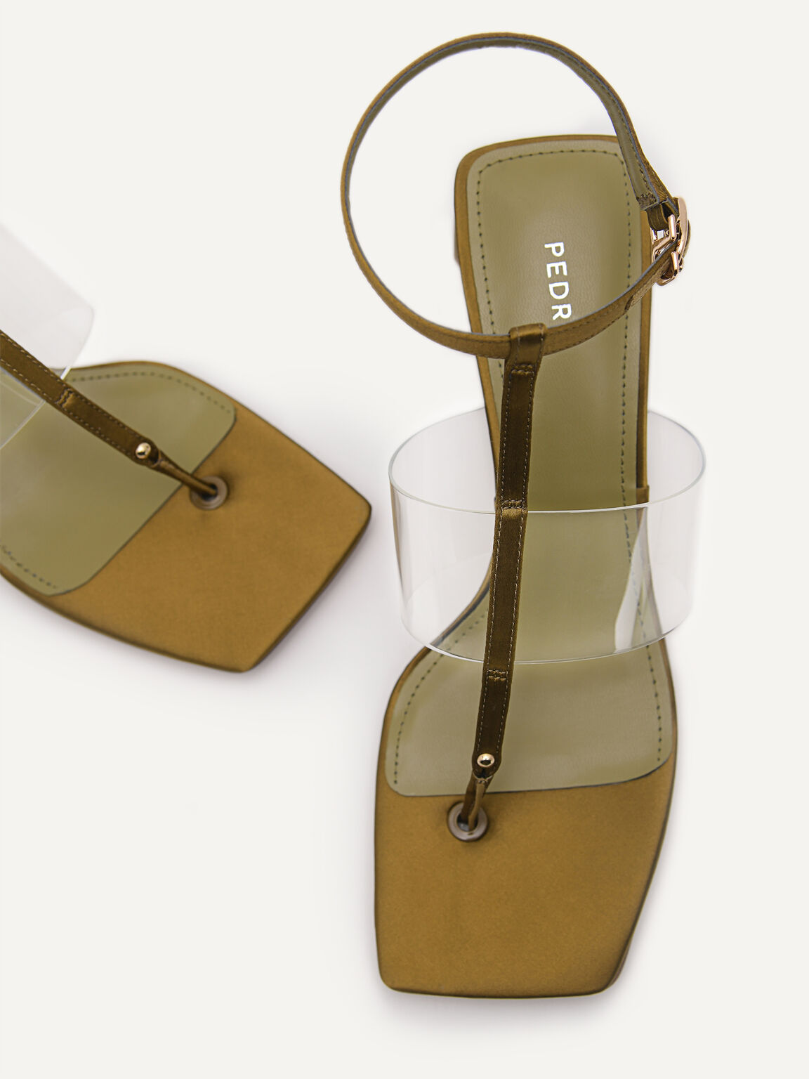 T-Bar Heeled Sandals, Olive