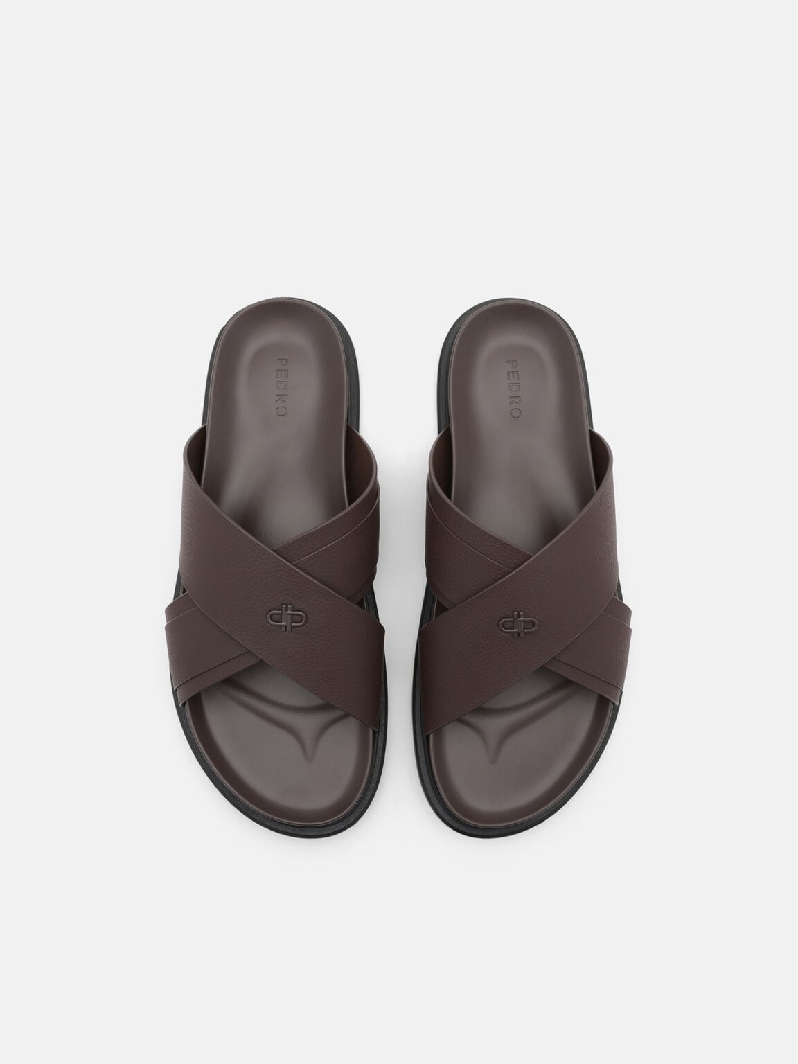Cross Sandals, Dark Brown