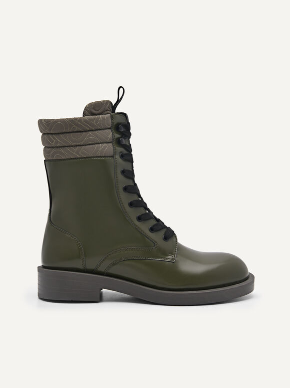 PEDRO Icon Leather Ankle Boots, Military Green
