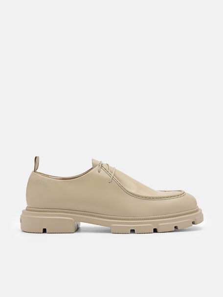 Ellis Leather Lace-up Shoes, Taupe