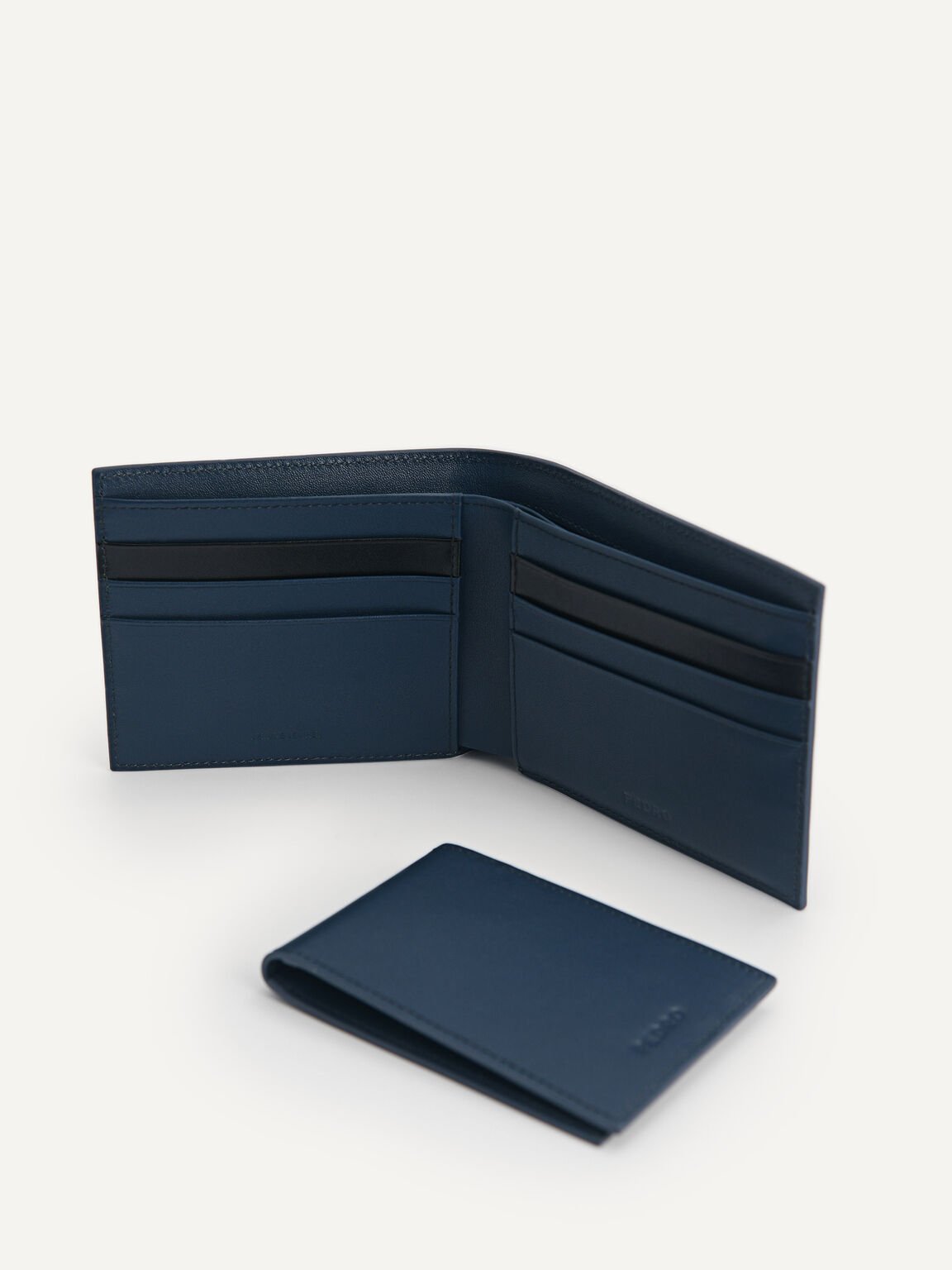 Leather Bi-Fold Wallet with Insert (RFID), Navy