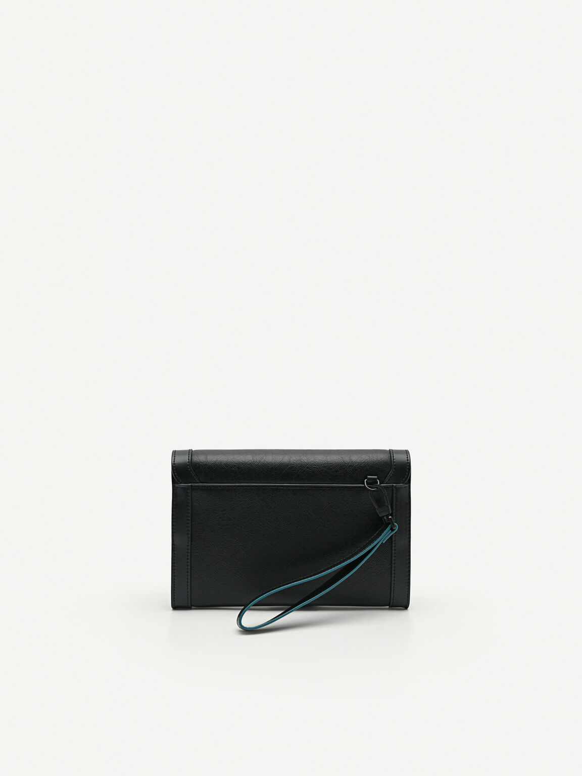 Suede Clutch with Single Handle Strap, Black