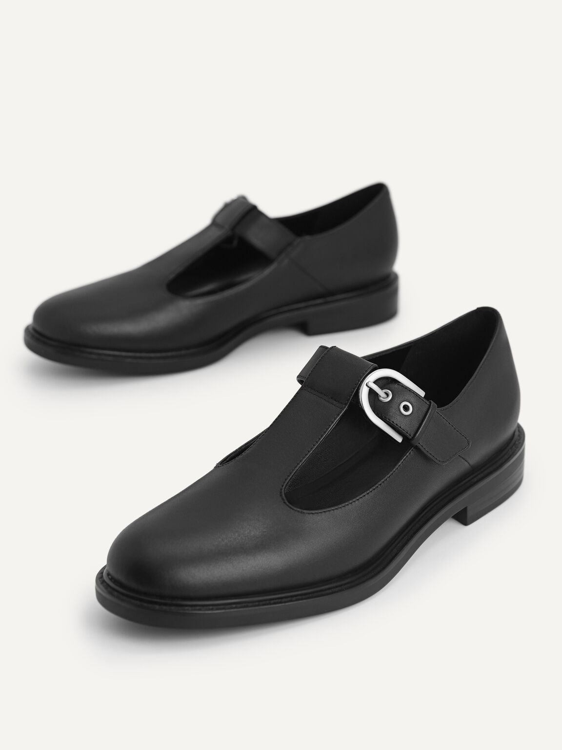Leather Mary Jane Shoes, Black