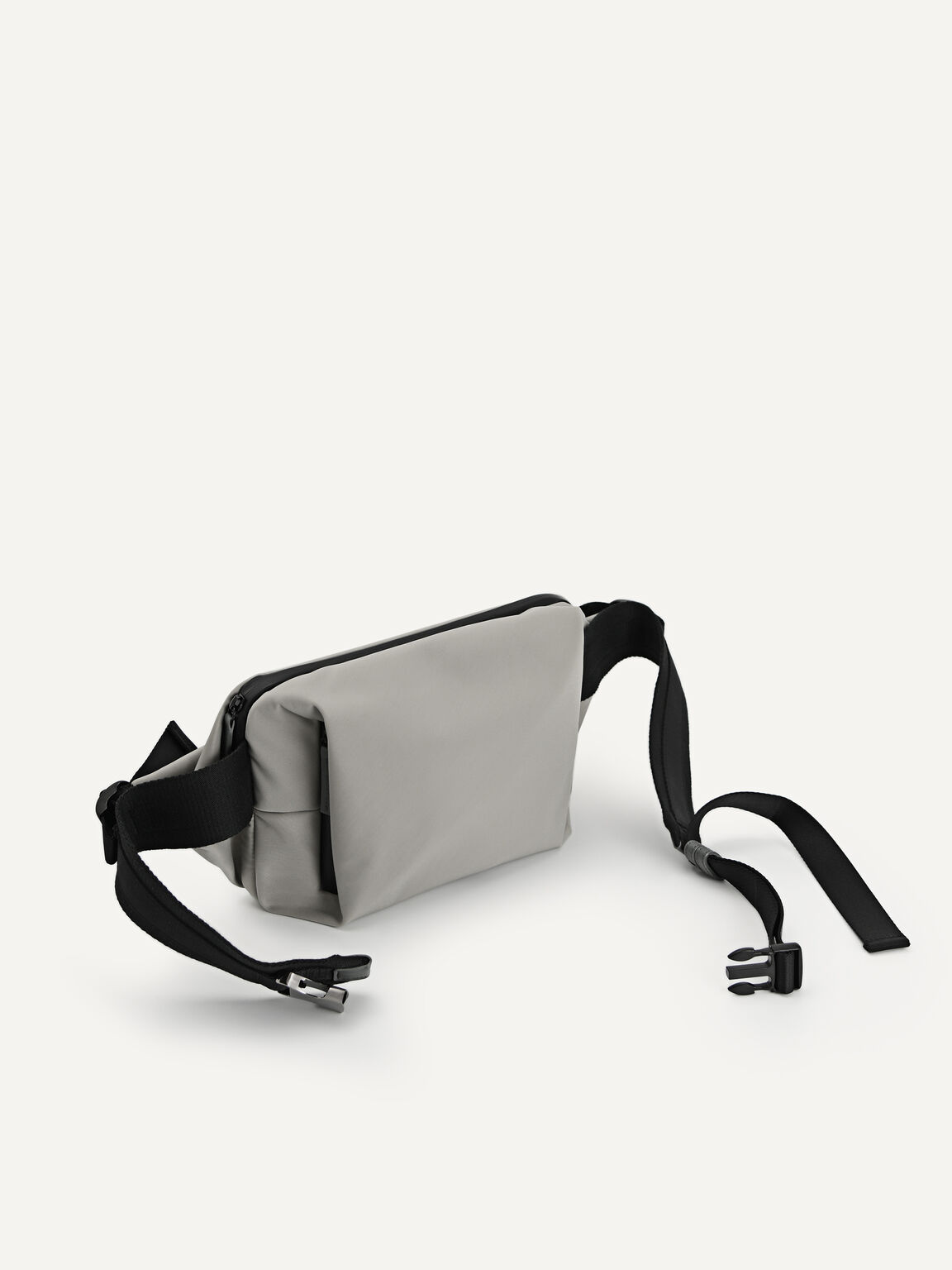 Knitted Monochrome Sling Pouch, Grey, hi-res