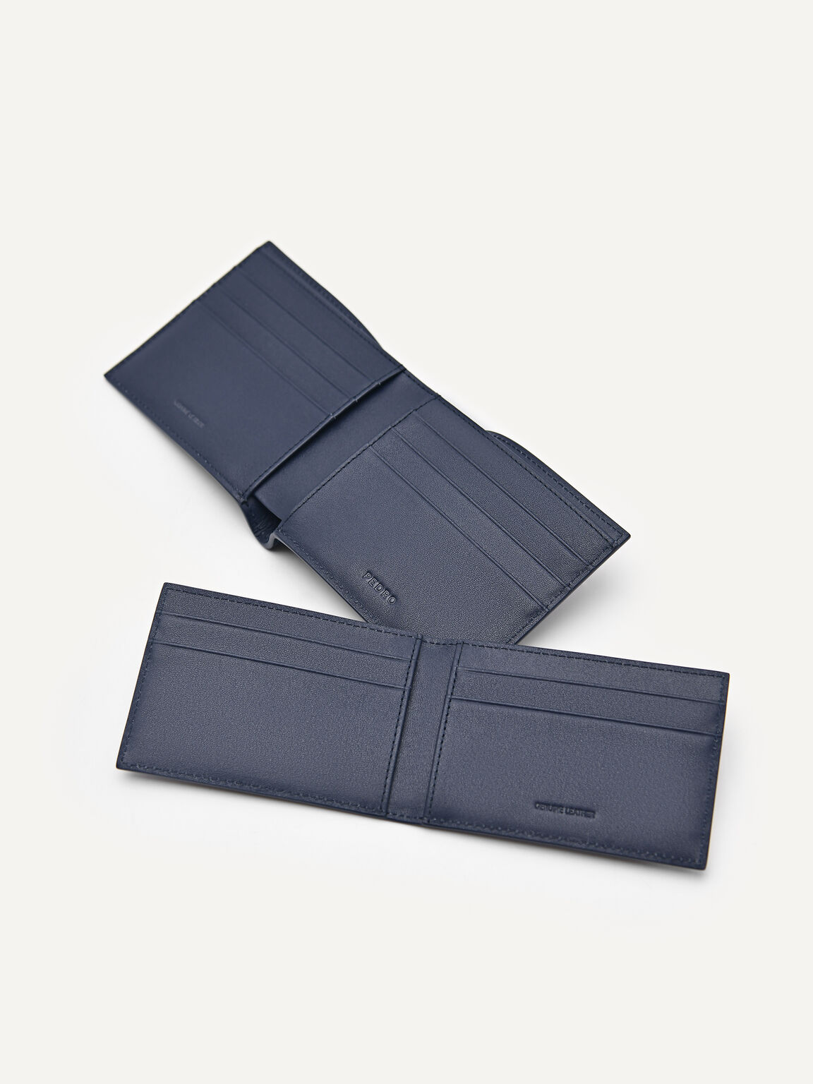Leather Bi-Fold Wallet with Insert, Navy