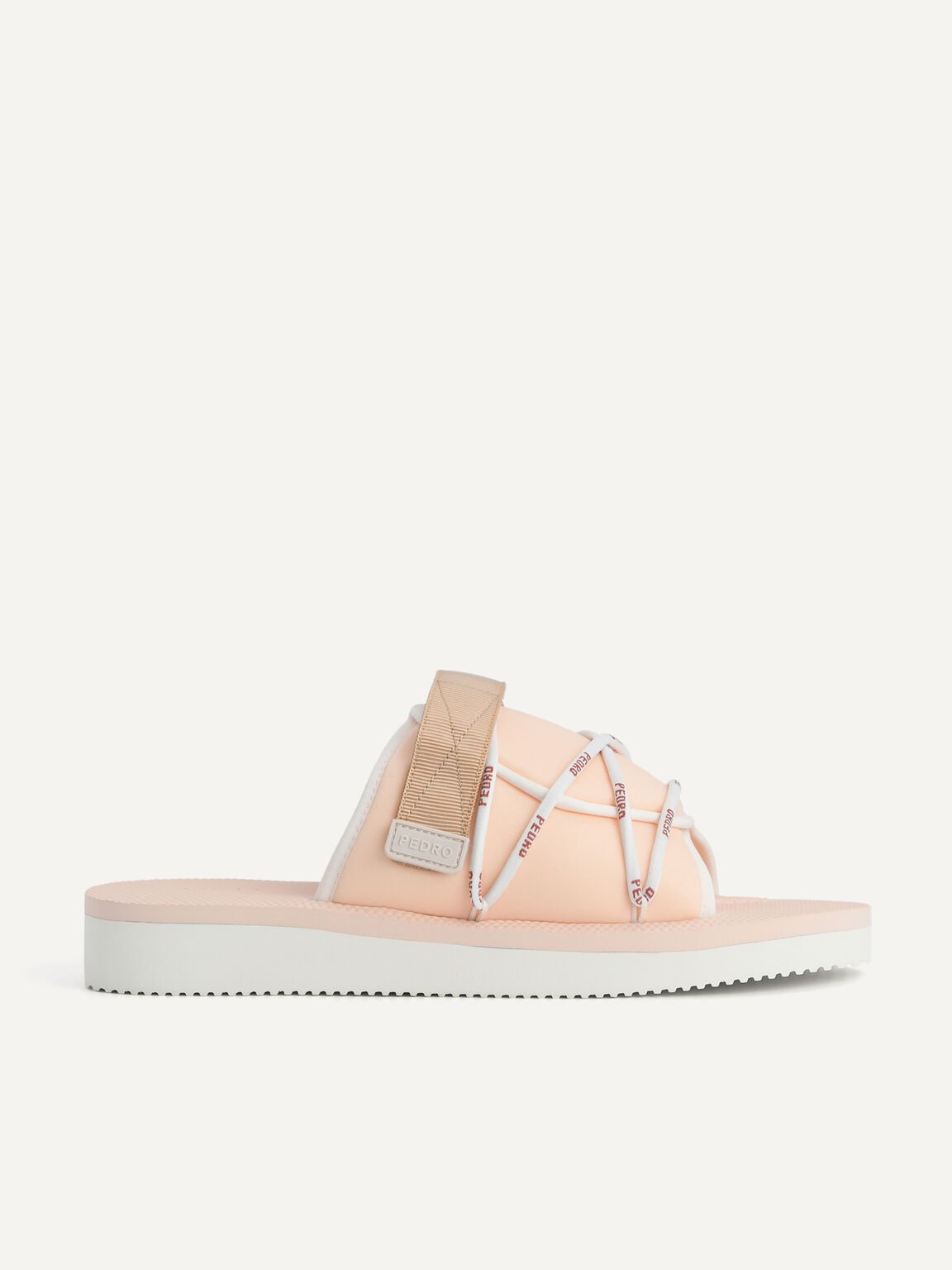 Casual Slides with Lace Detail, Nude