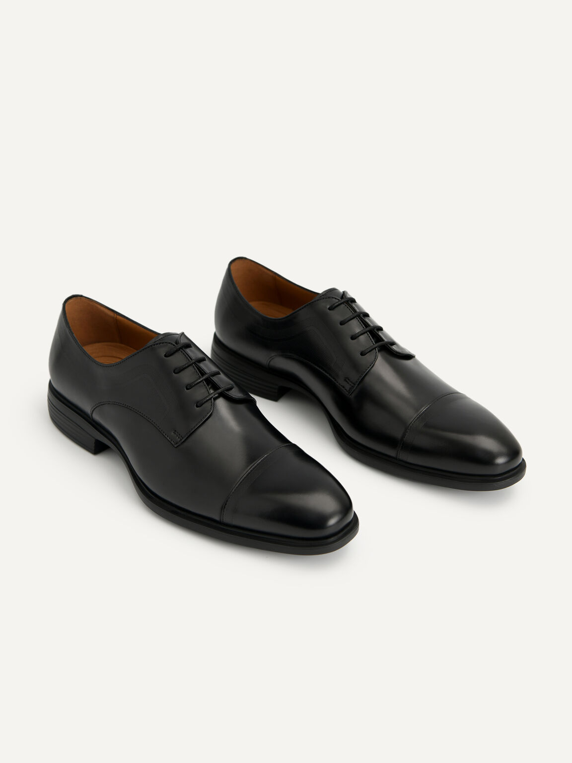 Lightweight Leather Derby Shoes, Black