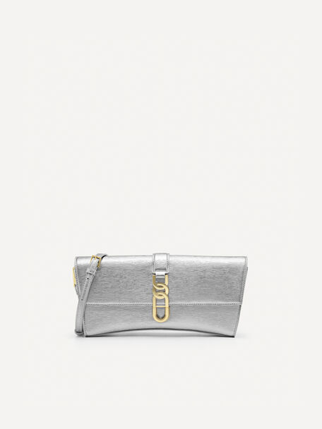 Chain Embellished Clutch, Pewter
