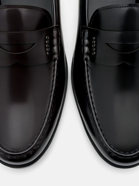 Keith Leather Penny Loafers, Black
