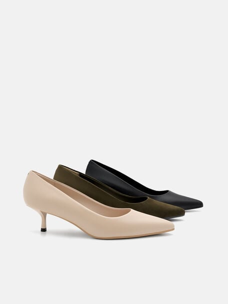 Quinn Suede Heel Pumps, Olive