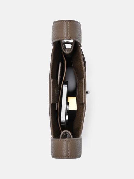 Danielle Leather Sling Pouch, Dark Taupe Tumble