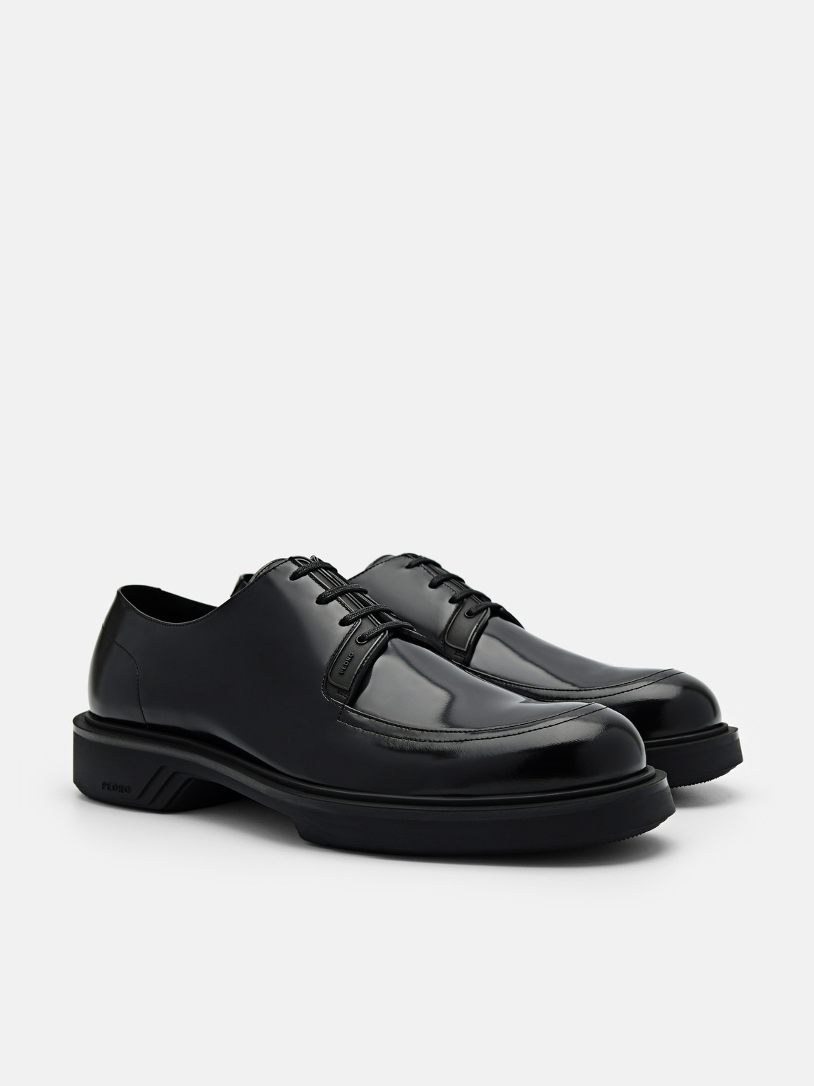 Loop Leather Derby Shoes, Black
