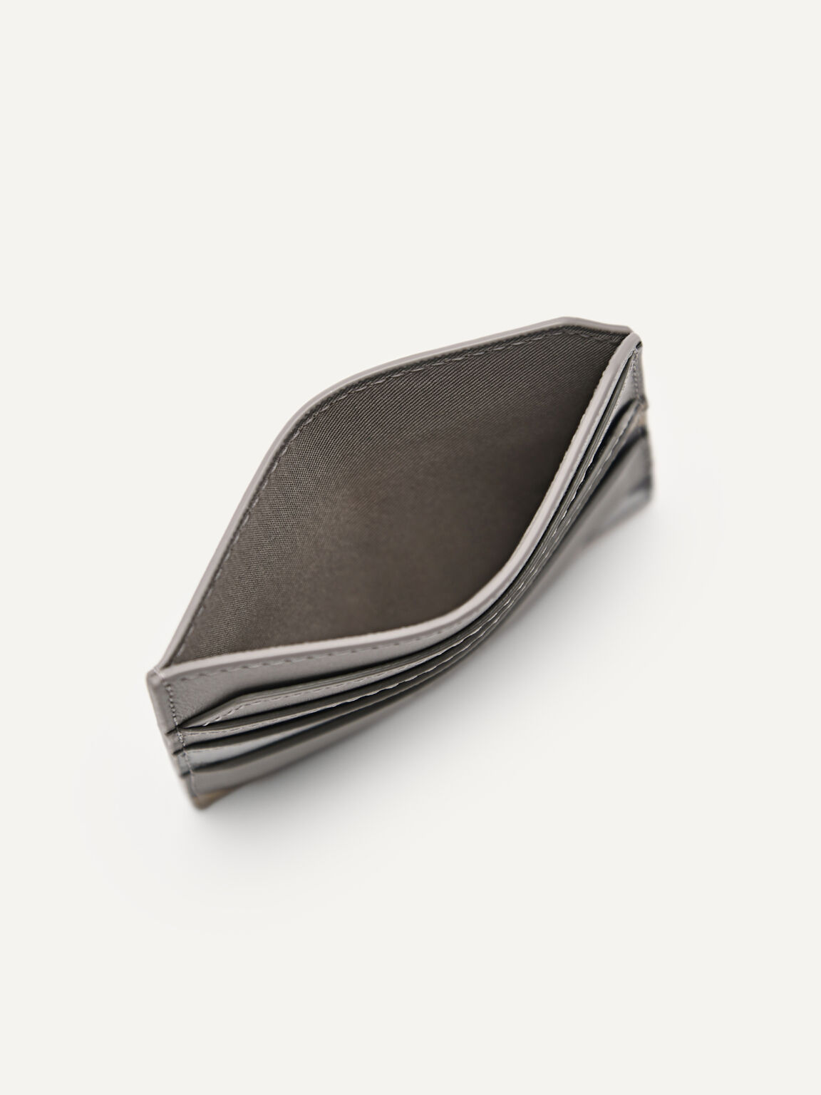 Embossed Leather Card Holder, Grey