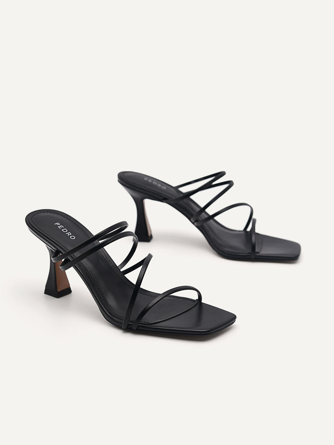 Strappy Heeled Sandals - Black, Black