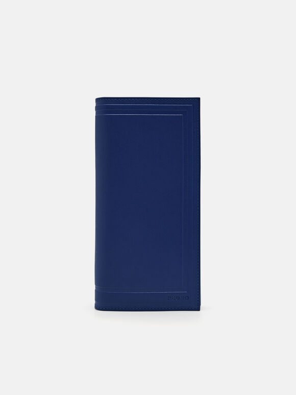 Leather Long Wallet, Navy
