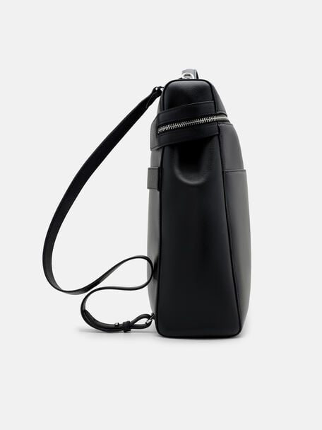 Alyssa Tumbled Leather Backpack, Black Tumble