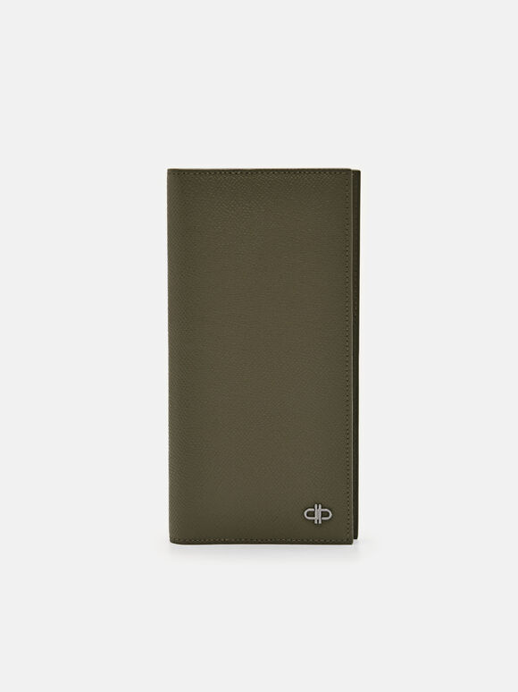 PEDRO Icon Leather Long Wallet, Military Green
