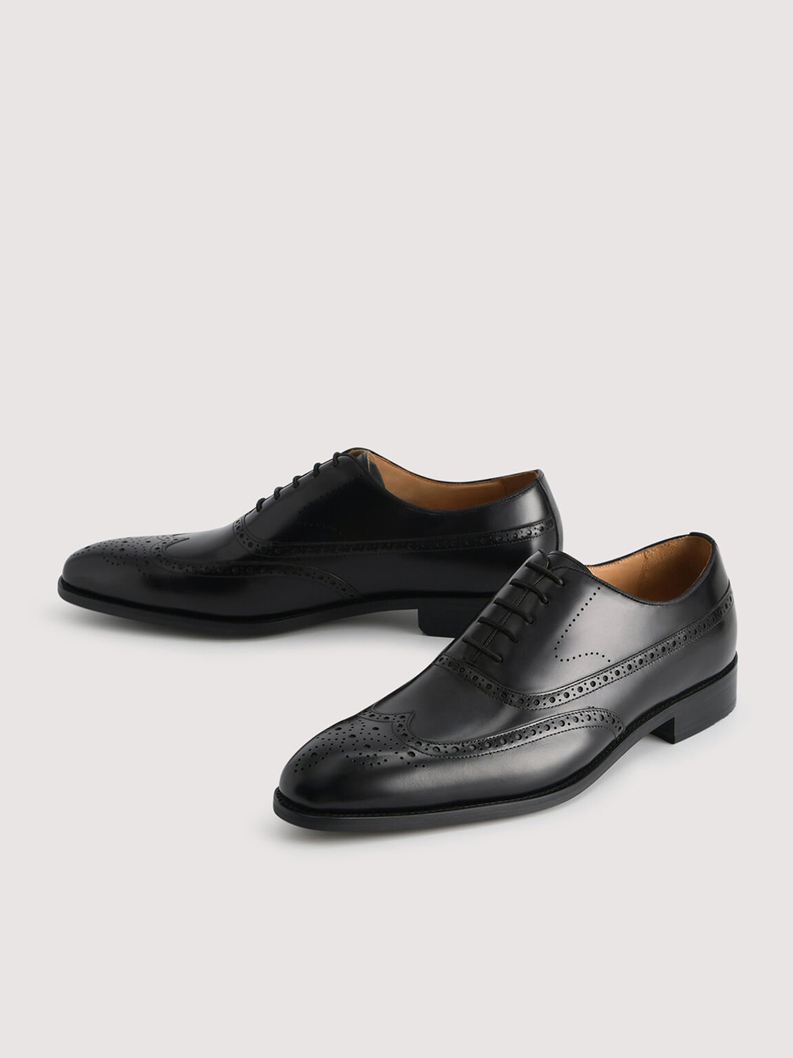 Brogue Leather Loafers, Black