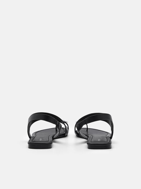 Alexis Leather Slingback Sandals, Black