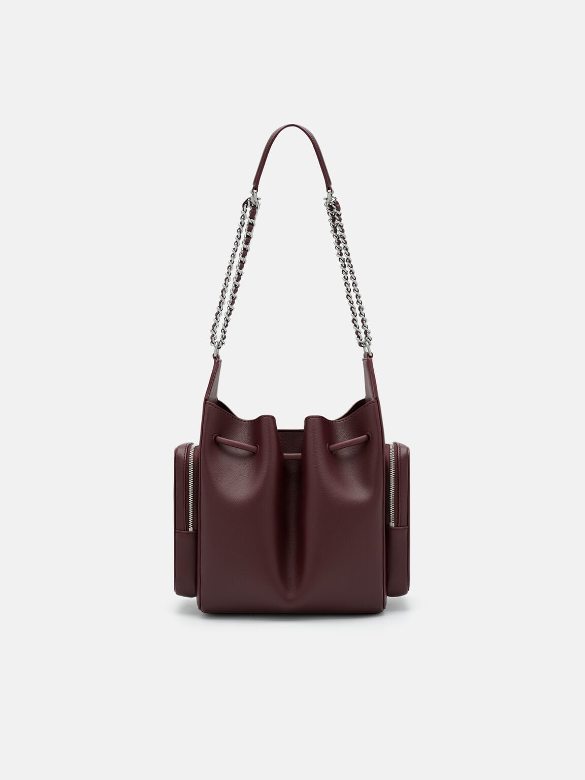 Drawstring Bucket Bag, Burgundy