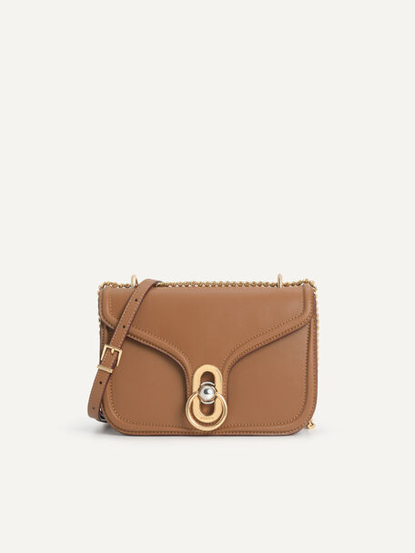Leather Shoulder Bag, Brown