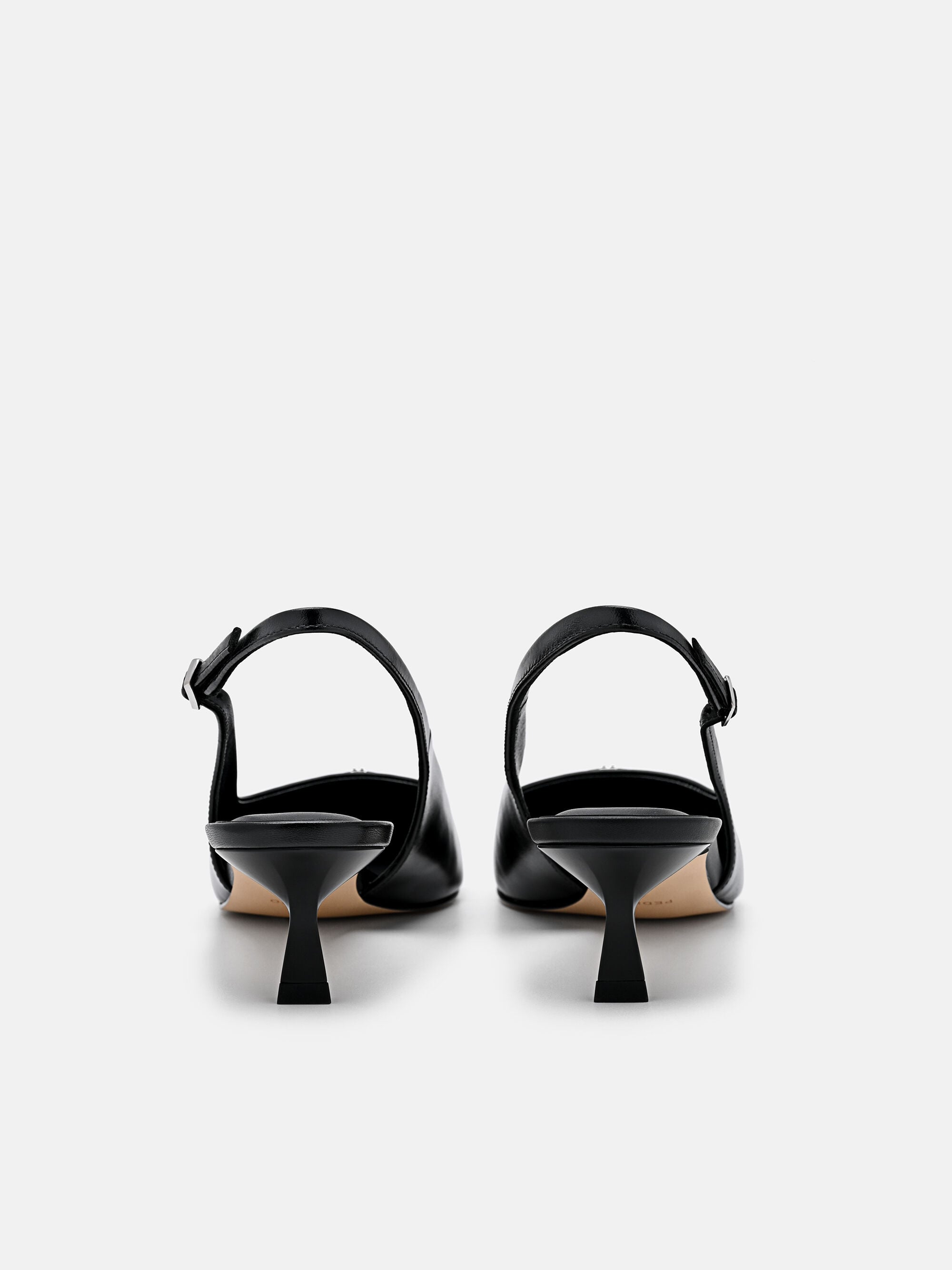 Black Leather Slingback Heel Pumps - PEDRO US