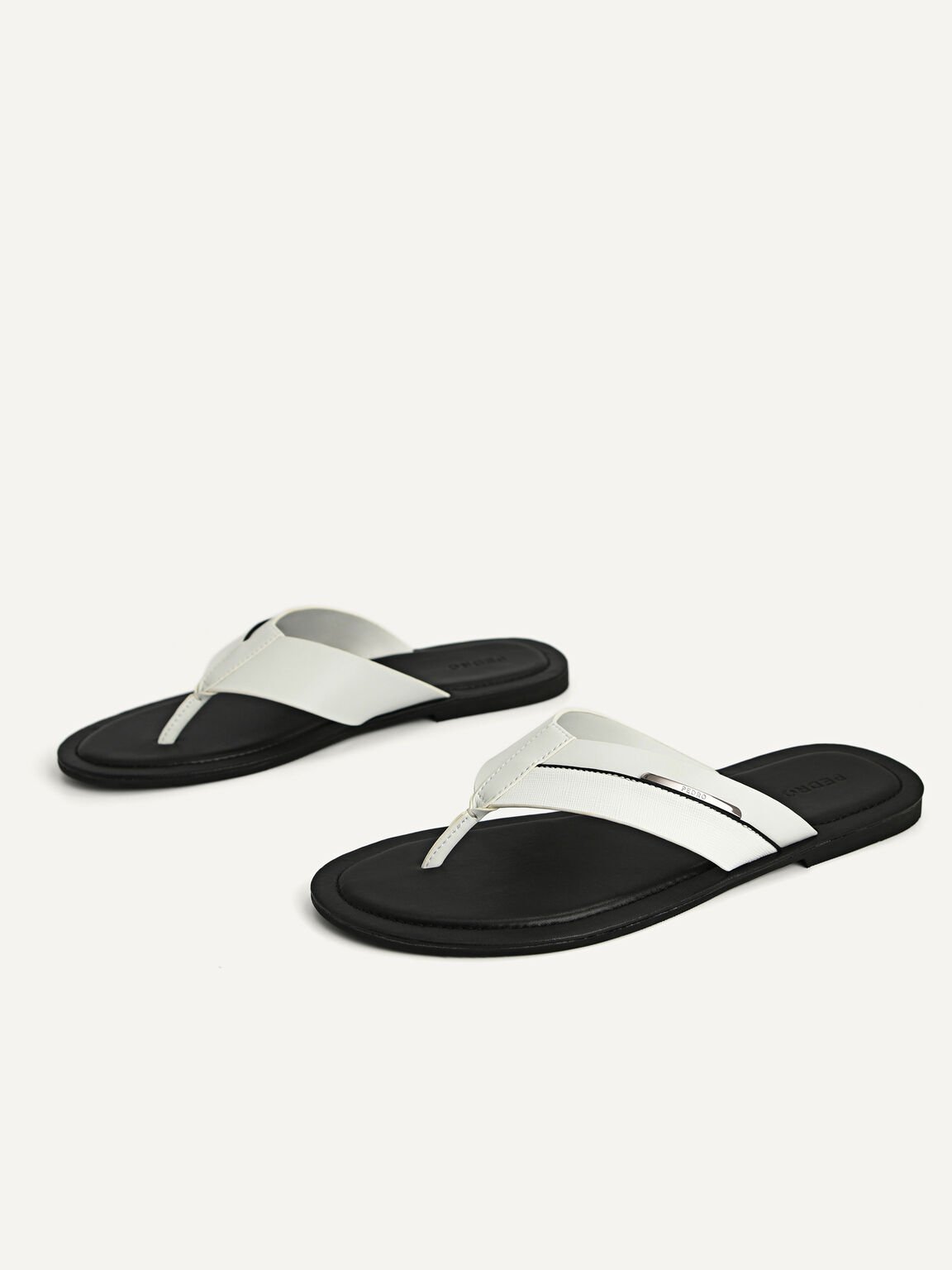 Textured Thong Sandals, White