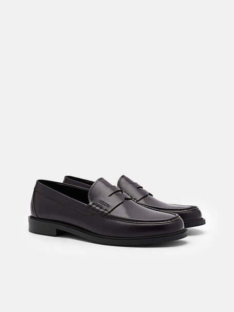 Keith Leather Penny Loafers, Mahogany
