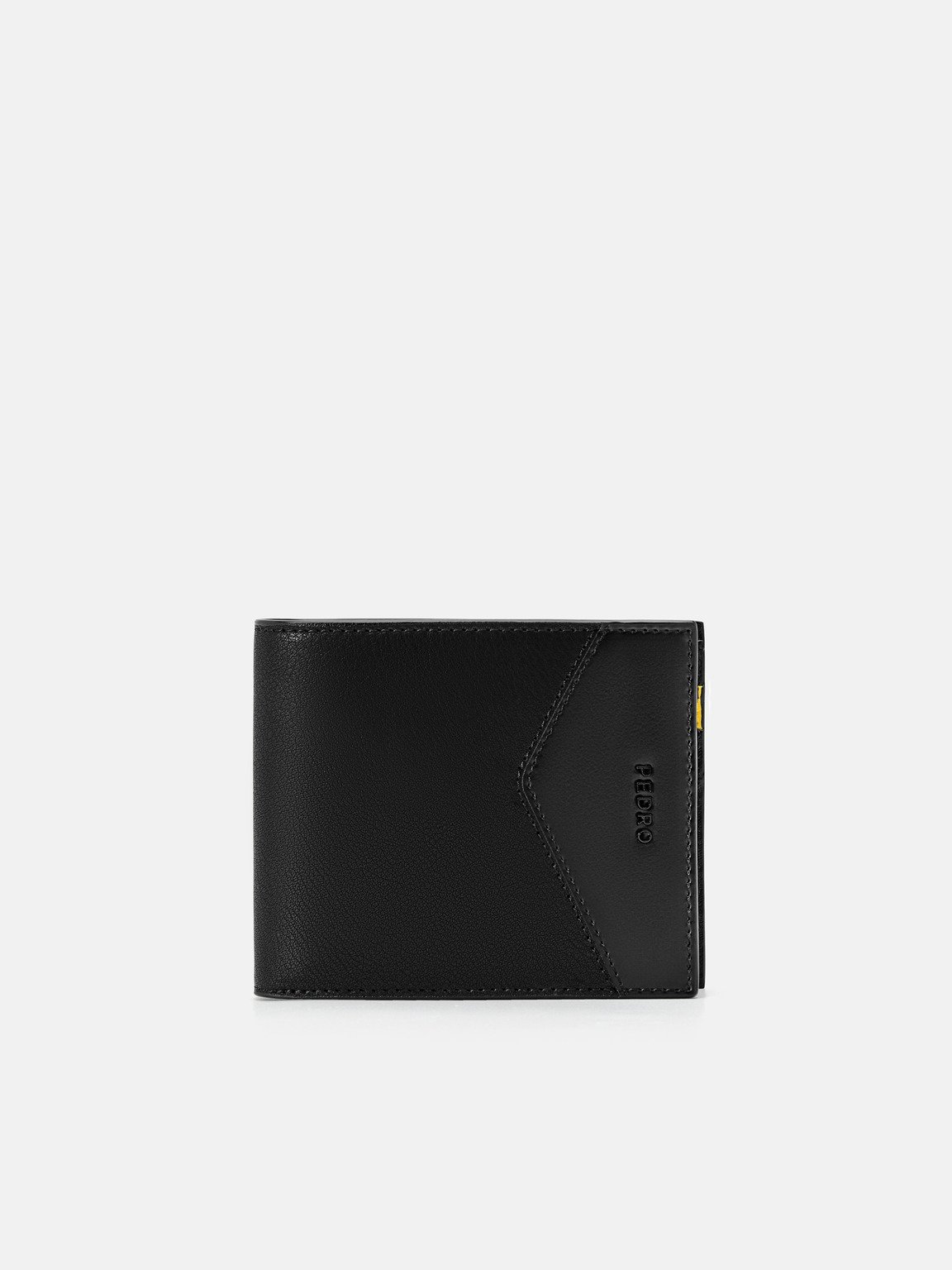 皮革雙折疊錢包, 黑色