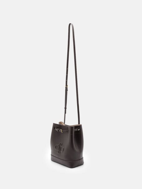 Loli Leather Bucket Bag, Dark Brown