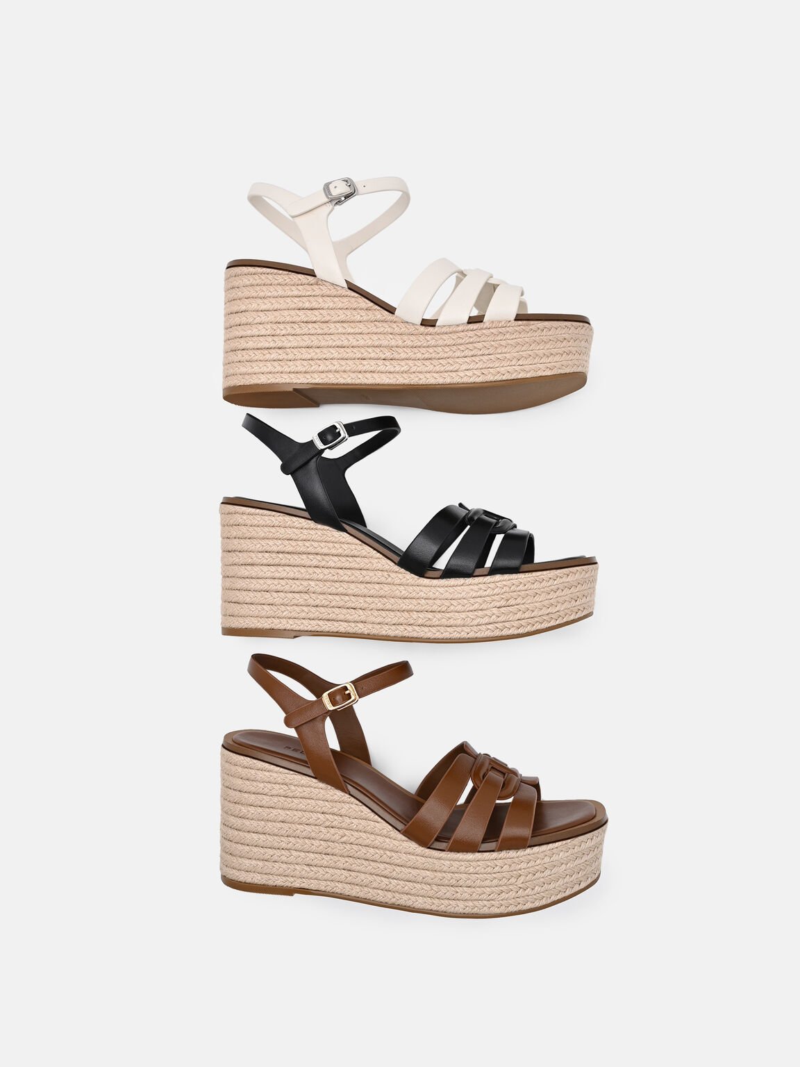 Carmel Leather Wedge Sandals, Chalk