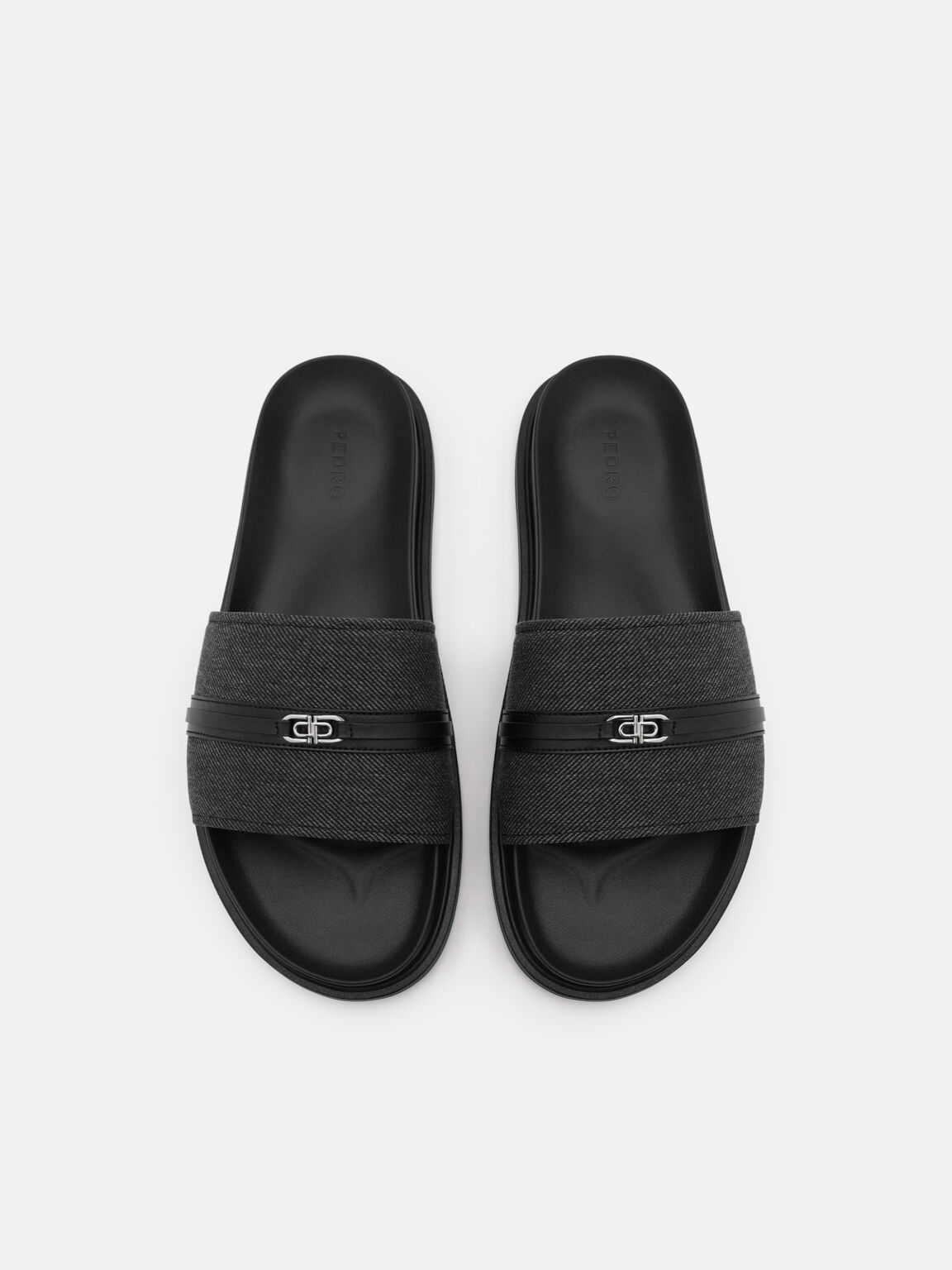 Renly Slide Sandals, Black Fabric