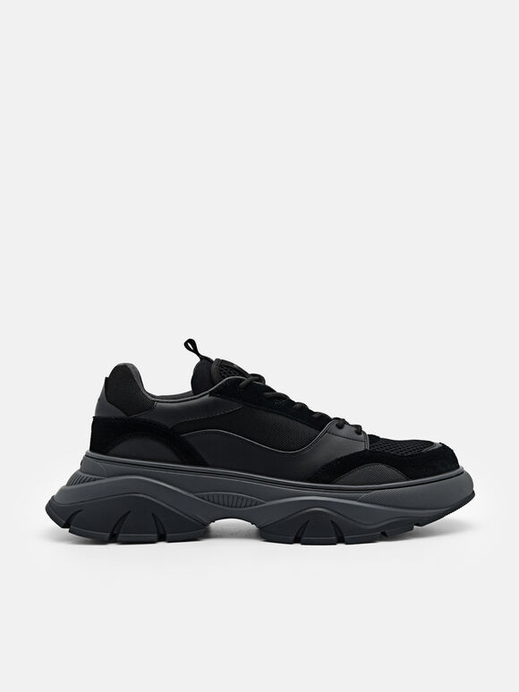 Hybrix Suede Sneakers, Black